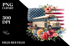 Watercolor Bus Flower Summer Sticker Product Image 1