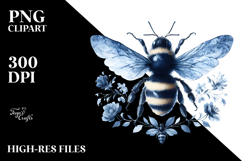 Bee made of Blue Toile PNG Product Image 2