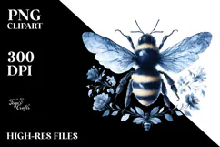 Bee made of Blue Toile PNG Product Image 2
