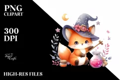 Cute Baby Fox with Witch Potion, Transparent PNG Product Image 1