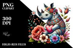 Boho Rhino in Digital Painting PNG Product Image 2
