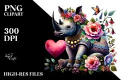 Boho Rhino in Digital Painting PNG Product Image 2