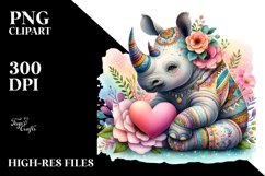 Boho Rhino in Digital Painting PNG Product Image 2