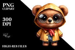 Expressive Watercolor Baby Bear with Raincoat | Sublimation Product Image 2