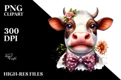 Funny Cow with Bow and Tie, PNG Product Image 2