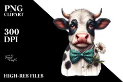 Funny Cow with Bow and Tie, PNG Product Image 2