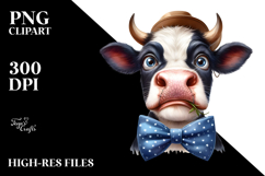 Funny Cow with Bow and Tie, PNG Product Image 2