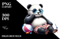 Digital Watercolor Baby Panda PNG Product Image 2