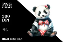 Digital Watercolor Baby Panda PNG Product Image 2