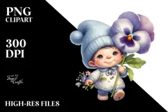 Baby Gnome with Pansy PNG Product Image 2