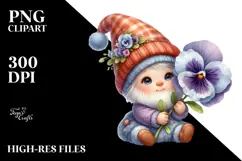 Baby Gnome with Pansy PNG Product Image 2