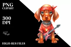 Watercolor Vizsla Rock Star Clipart Product Image 1