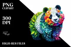 Vibrant Panda with Flowers PNG Product Image 1