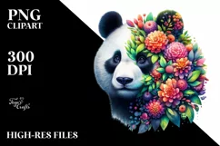 Vibrant Panda with Flowers PNG Product Image 3
