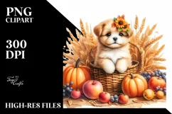 Detailed Baby Puppy Harvest | Clipart Product Image 3