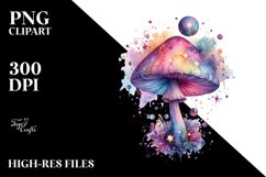Magical Celestial Mushroom Watercolor Clipart Product Image 3