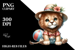 Cute Baby Lion with Beachwear, High-Quality PNG Product Image 2