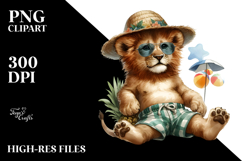Cute Baby Lion with Beachwear, High-Quality PNG Product Image 2