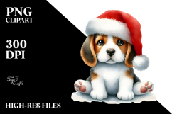 Beagle Sitting with Christmas Decorations PNG Product Image 2