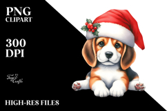 Beagle with Santa Hat, High-Quality PNG Product Image 2