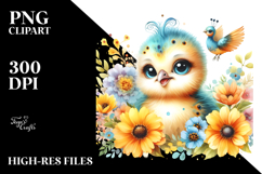 Colorful Baby Peacock | Watercolor Clipart Product Image 2
