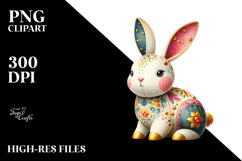 Golden Insertions Bunny on Splashy Background PNG Product Image 2