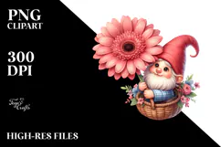 Cute Gnome with Gerbera, Transparent PNG Product Image 2
