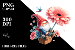 Cute Gnome with Gerbera, Transparent PNG Product Image 2