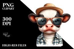 Funny Baby Cow with Sunglasses, Watercolor Design Product Image 2
