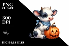 Cute Baby Cow Sitting PNG Product Image 1