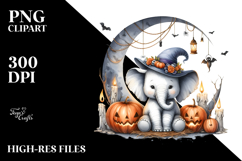 Elephant Dressed for Halloween on Moon PNG Product Image 2