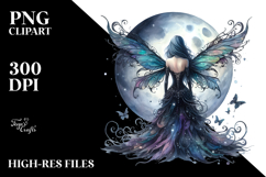 Gothic Fairy on the Moon, PNG Product Image 2