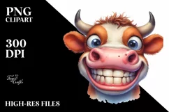 Funny Bull Portrait with Big Eyes | Sublimation | Clipart Product Image 1