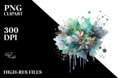 Colorful Silver Foil Watercolor Splash | Sublimation Clipart Product Image 1