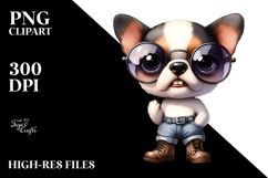 Watercolor Baby Dog Big Eyes Sunglasses Boots Clipart Product Image 2