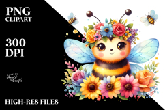 Vibrant Flower Crown | Cartoon-Style Watercolor Clipart Product Image 2