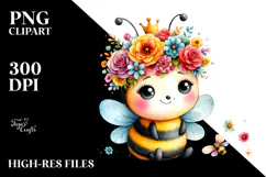 Vibrant Flower Crown | Cartoon-Style Watercolor Clipart Product Image 2
