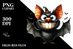 Funny Halloween Bat with Goofy Smile PNG Product Image 1