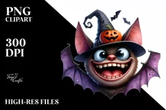 Funny Halloween Bat with Goofy Smile PNG Product Image 1