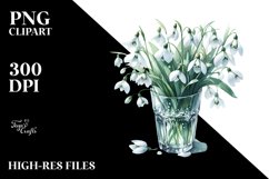 Watercolor Filled with Large Snowdrop | Sublimation Clipart Product Image 1
