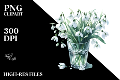 Watercolor Filled with Large Snowdrop | Sublimation Clipart Product Image 1