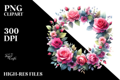 Vibrant Abstract Wreath with Pink Roses Clipart Product Image 2