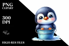 Colorful Baby Penguin Bucket | Sublimation | Clipart Product Image 1