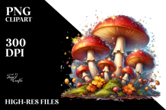Detailed Shiny Mushroom Watercolor PNG Product Image 2