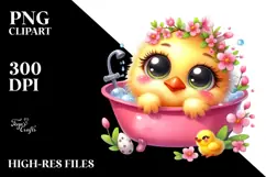Goofy Baby Chicken in Bathtub PNG Product Image 2