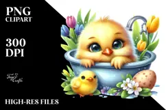 Goofy Baby Chicken in Bathtub PNG Product Image 2