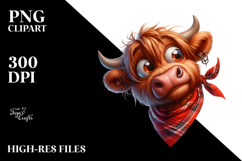 Playful Highland Cow with Rolling Eyes PNG Product Image 2