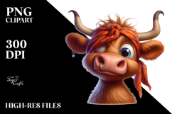 Goofy Highland Cow with Bandana, PNG Product Image 2