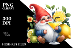 Whimsical Gnome Drinking a Cocktail with a Gigantic Lemon Product Image 2
