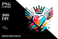 Winged Heart with Crown PNG Product Image 2